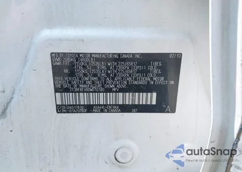 2013 Toyota Rav4 Le z USA, uszkodzony, nr VIN 2T3BFREV8DW010180